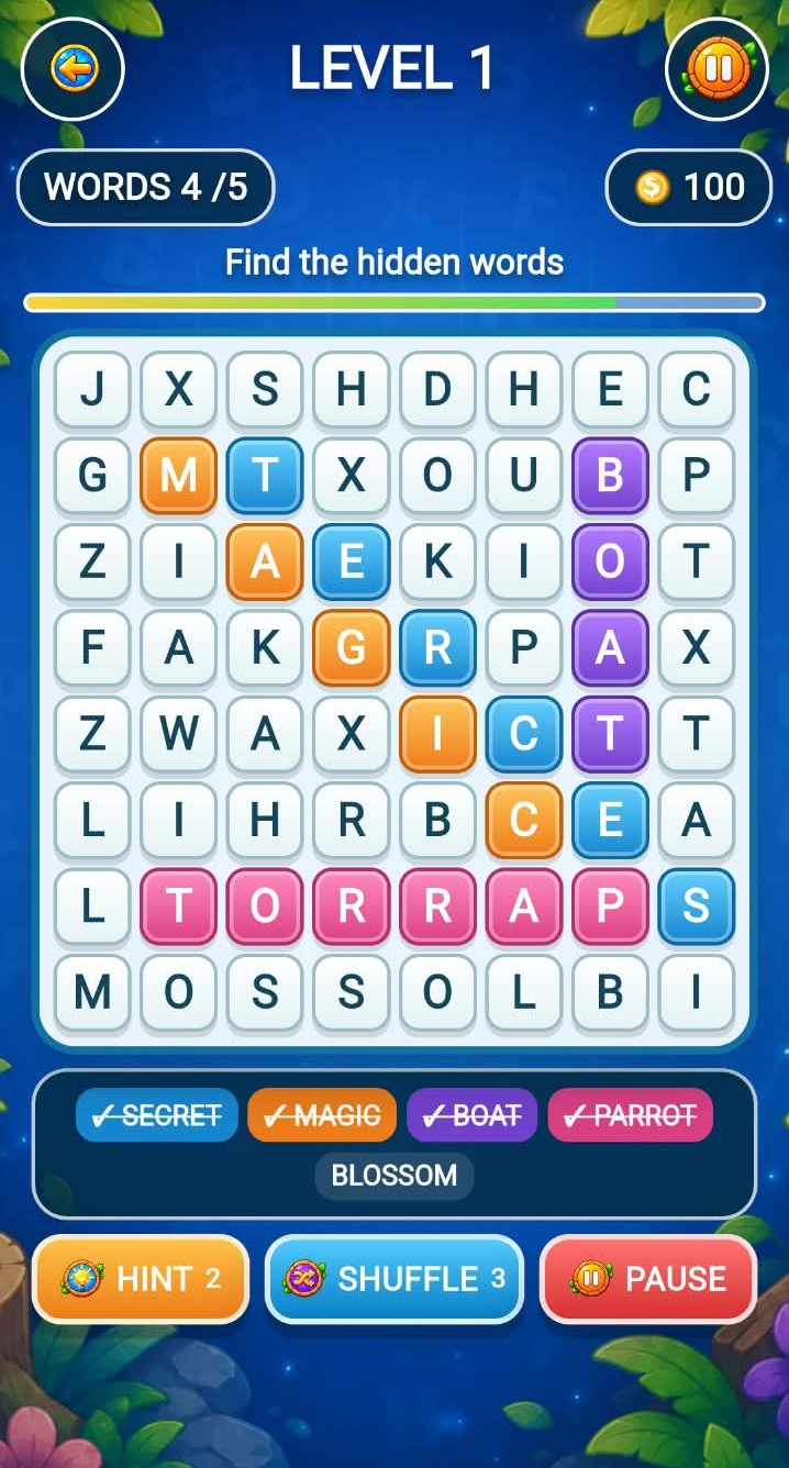 Gameplay with found words