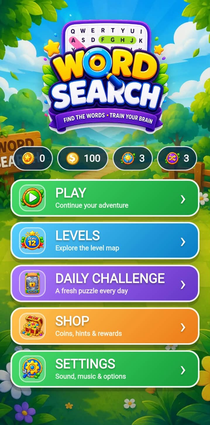Main menu screen